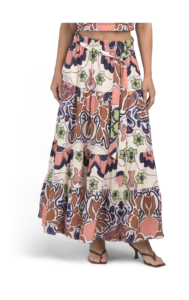 Karlah Engineer Printed Tiered Skirt