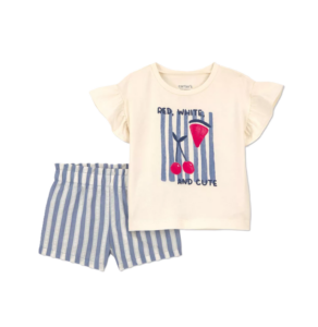 Baby Girls' 2pc Striped Fruit Graphic Americana T-shirt and Shorts Set 3-24m