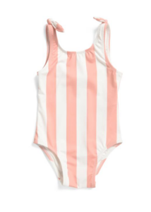 Infant Girls Striped Tie Shoulder One-piece Swimsuit