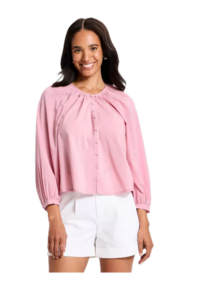 Women's Button-front V-neck Woven Top