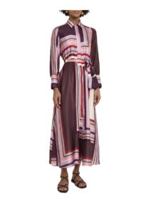 Herminia Geometric Stripe Maxi Shirtdress