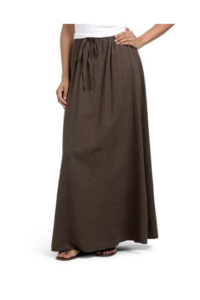 Linen Blend A-line Tie Maxi Skirt