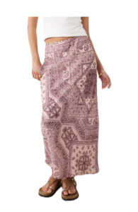 Satin Bias Cut Midaxi Skirt in Pink Paisley Print
