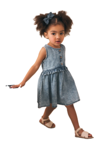 Kids' Ruffle Cotton Denim Dress