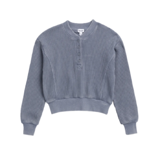 Girl's Thermal Henley Sweatshirt, Size 7-14