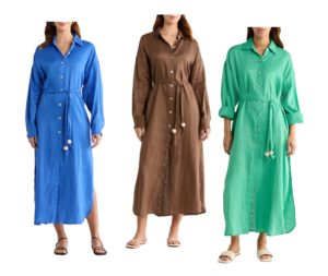 Long Sleeve Linen Maxi Shirtdress