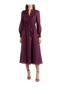 Yasmin Floral Appliqué Long Sleeve Midi Dress