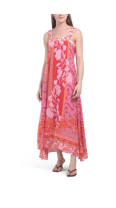 Block Floral Maxi Dress