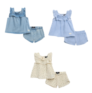 Stripe Cotton Seersucker Top & Shorts Set 0-24m