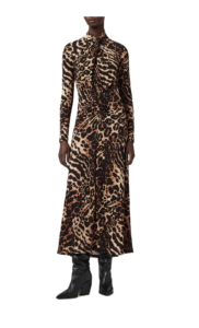 Mina Ruched Print Long Sleeve Maxi Dress