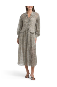 Silk Blend Fleur Ruffle Dress