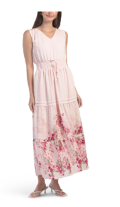 Border Floral Print Maxi Dress