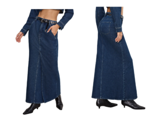 Denim Fit & Flare Skirt