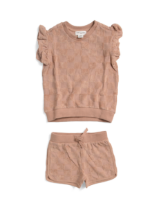 Infant Girls 2pc Embossed Terry Cloth Top and Shorts Set 3-24m