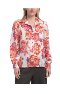 Roses Button Down Blouse