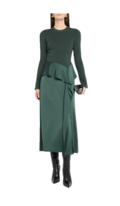 Ornella Draped Mixed Media Midi Dress