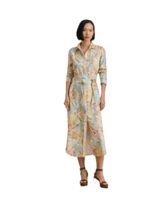 Women's Printed Point Collar Shirt-dress