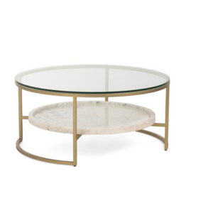 39x17.75 Niccolo Marble Iron and Glass Coffee Table