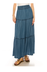 Tiered Denim Maxi Skirt