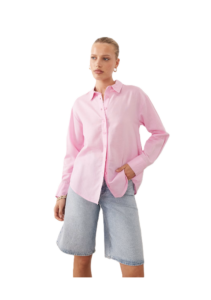 Linen Blend Shirt in Brown Stripe