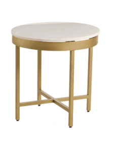 20x20 Carlton Marble Top Round Side Table with Iron Base