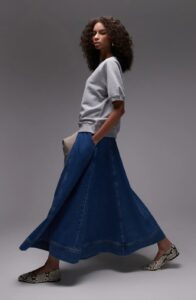 Full Denim Maxi Skirt