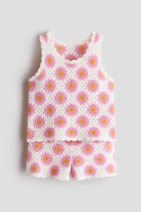 2-piece Crochet-look Cotton Set