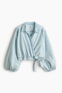 Denim Wrap Blouse