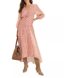 Women's Striped Panelled Midi Dress