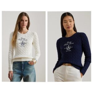 Petite Embroidered-crest Crew Neck Sweater