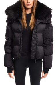 Kaia Water Resistant Down Puffer Jacket with Removable Genuine Shearling Trim