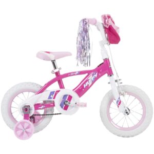 Huffy 12” Glimmer Kids’ Bike, Ez Build, Fits Riders 37”-42”, Pink, Youth, Girls
