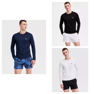 Boss Men's Long-sleeve Uv Protection Rashguard Swim Shirt