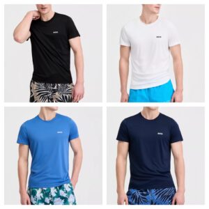 Boss Men's Short-sleeve Sun Protection Rashguard Swim Shirt