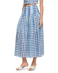 Poppy Gingham Linen Blend Maxi Skirt
