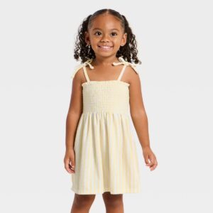 Grayson Mini Toddler Girls' Striped Midi Terry Dress - Yellow 12m