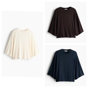 Batwing-sleeved T-shirt