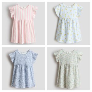 Flutter-sleeved Cotton Dress