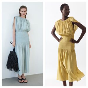 Smocked Cape-detail Dress