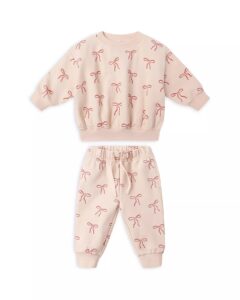 Girls' Relaxed Fleece Bow Print Sweatshirt & Joggers - Baby
