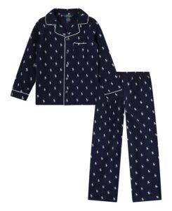 Boys and Girls Toddler 2-piece Woven Long-sleeve Shirt and Pant Pajamas Set