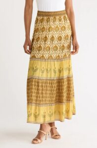 Printed Tiered Maxi Skirt