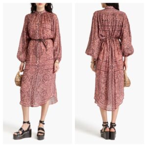 Paisley-print Ramie Midi Dress