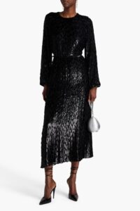 Odina Metallic Fil Coupé Lurex and Silk-blend Midi Dress