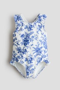 Ruffle-trimmed Patterned Swimsuit