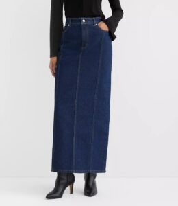 Rivete Seamed Denim Maxi Skirt in Nova Wash
