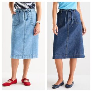 Womens High Rise Midi A-line Skirt