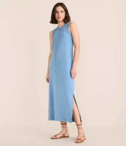 Lou & Grey Denim Washed Terrysoft Tank Midi Pocket Dress