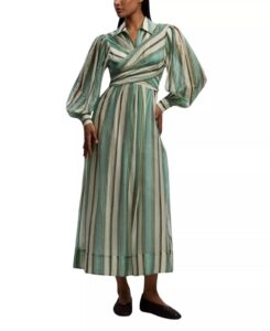 Stripe Organdie Wrap Shirt Dress