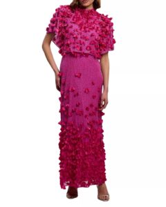 Crystal Applique Angel Sleeve Maxi Dress